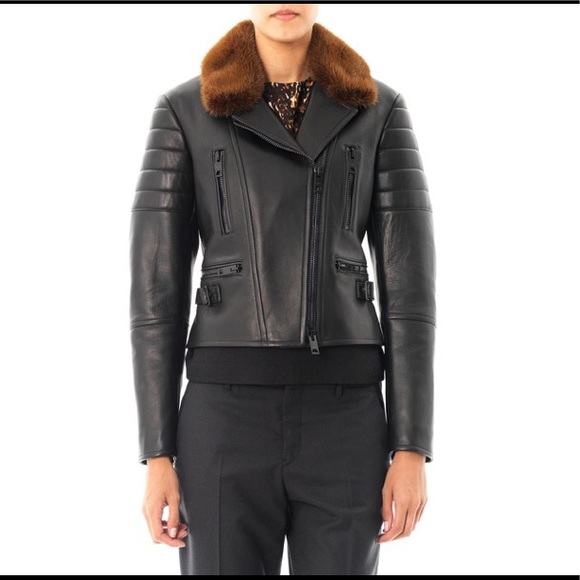 Burberry Prorsum Black Leather Jacket Mink Collar - Picture 8 of 8